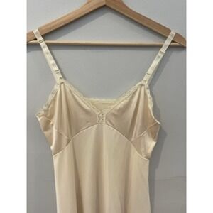 Vintage Shadowline Full Slip Womens‎ Small 34 Cream Beige Lace Nylon Adjustable